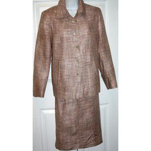 ANN FREEDBERG size 8 pale pink and tan  skirt suit